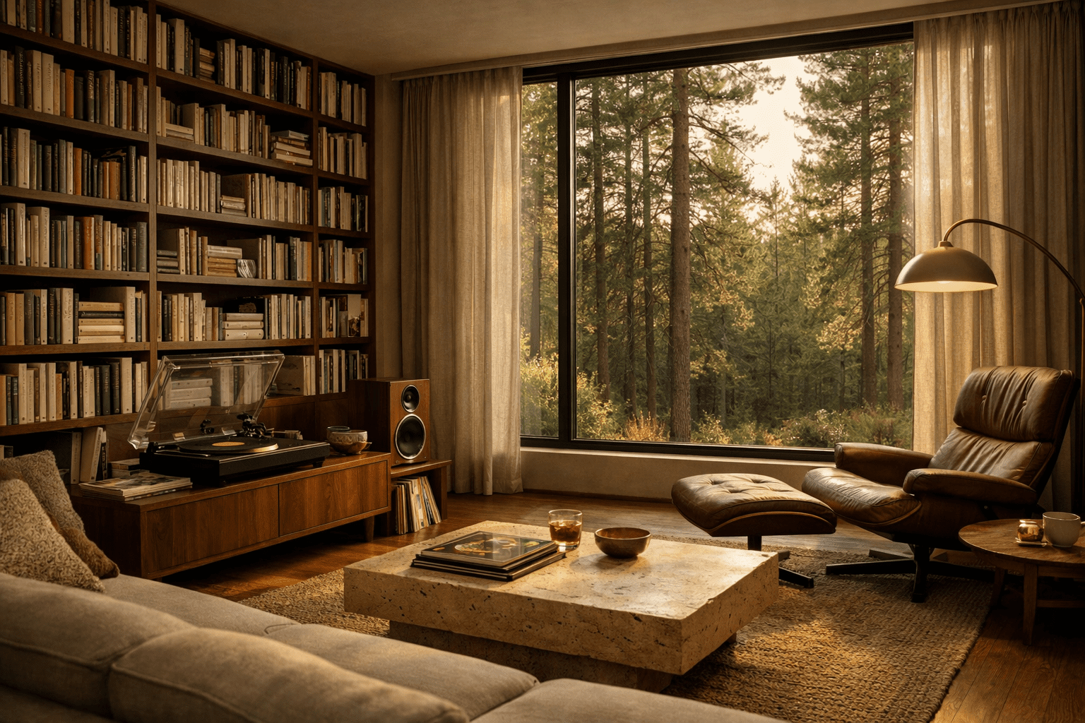 A luxury living room interior representing the Analog Renaissance 2026 and the unsmart home trend.