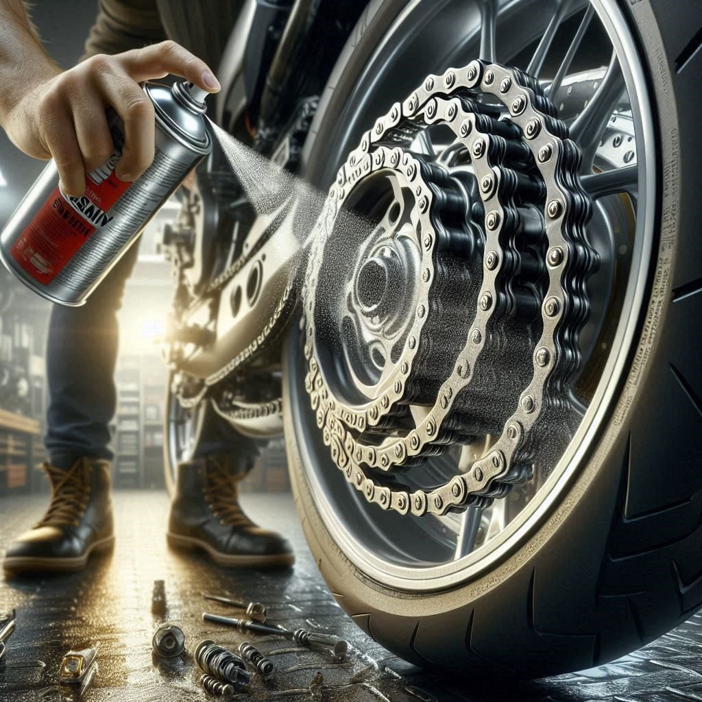 Cleaning and lubricating motorcycle chain