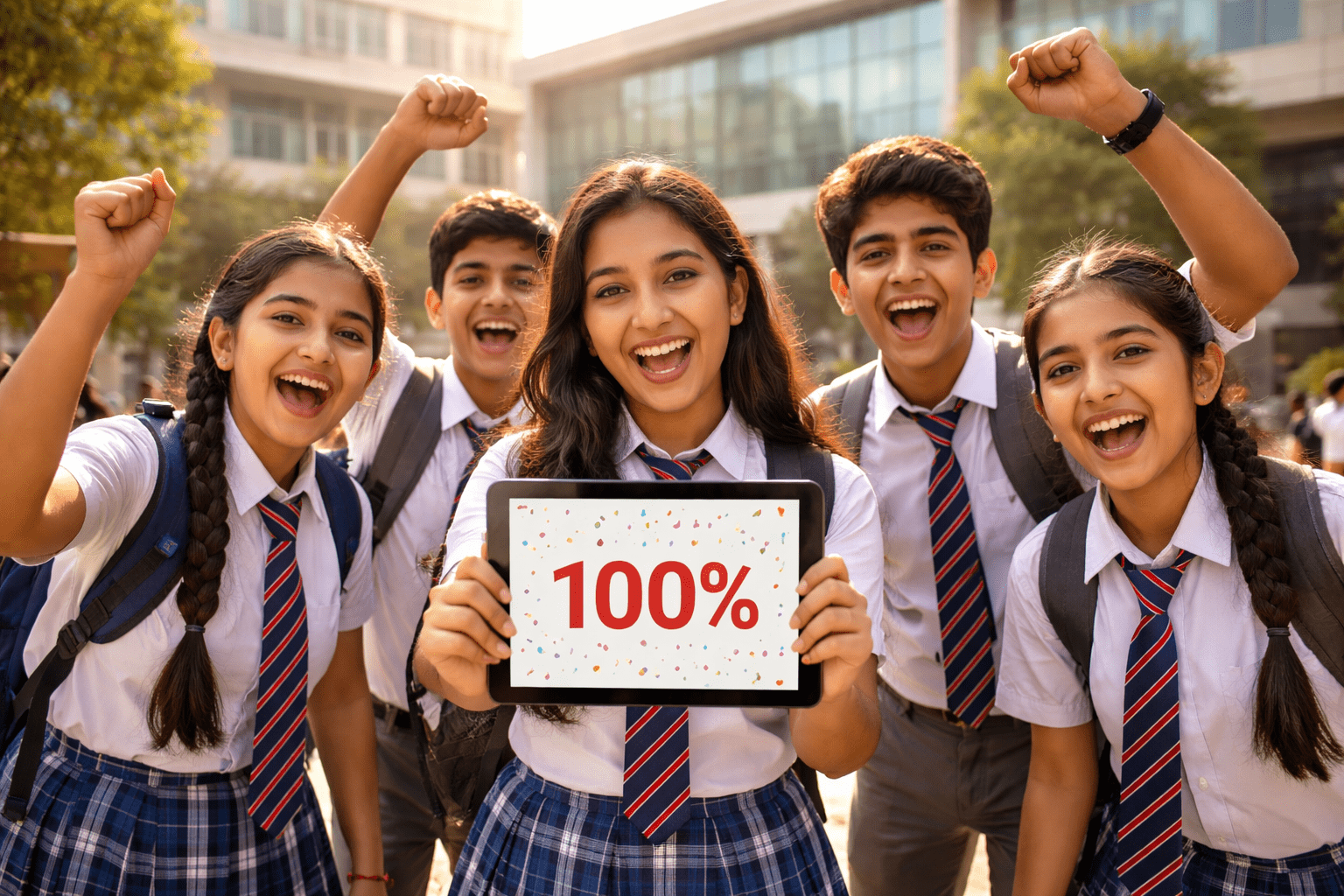 Students celebrating India Board Exam Results 2026 Live Updates.
