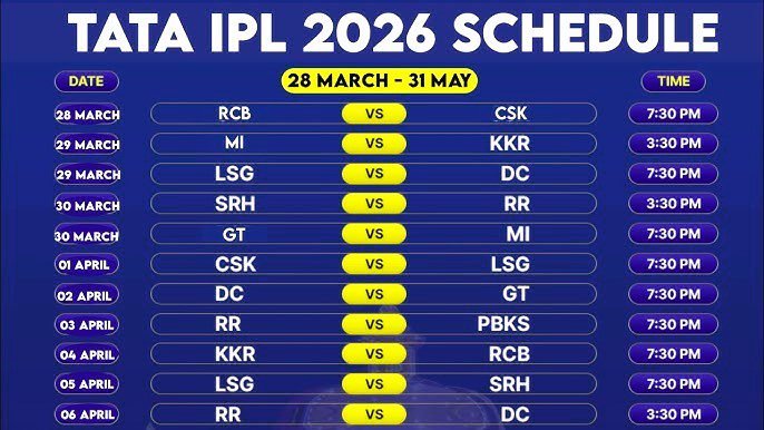 IPL 2026 Schedule