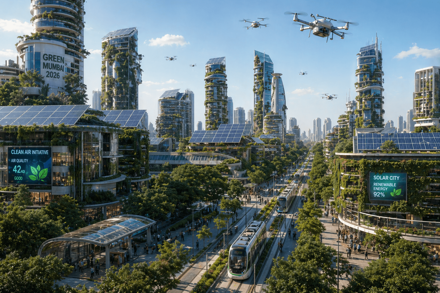 A futuristic vision of Climate-Smart Cities in India in 2026.