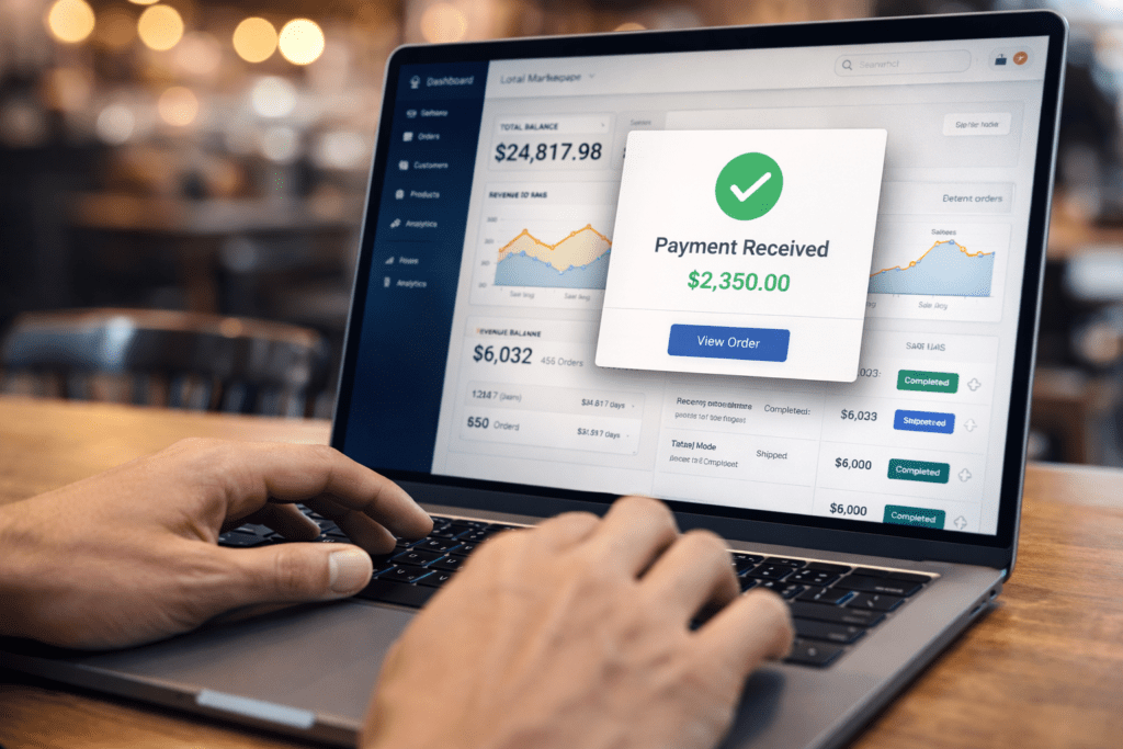 Dashboard view of earnings from an online product selling platform.